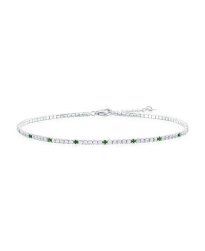 Браслет на ногу Sterling Round CZ Tennis - Emerald