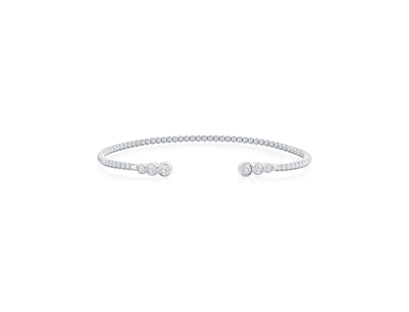 Sterling , Graduating Round CZ Beaded Bangle