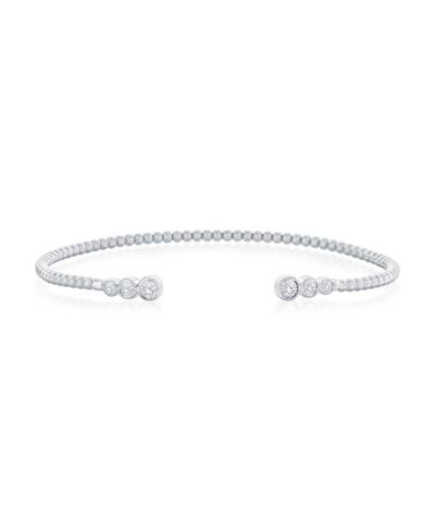 Sterling , Graduating Round CZ Beaded Bangle