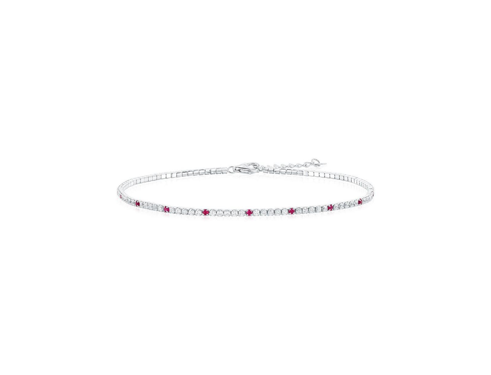 Браслет-анклет Simona Sterling, Round CZ Tennis - Ruby