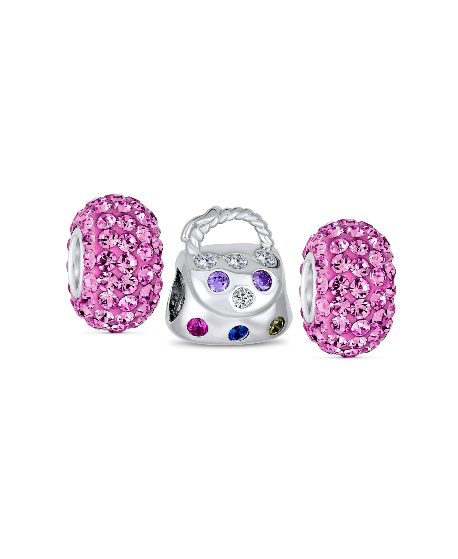 Набор Bling Jewelry: серебряный клатч и подвеска для браслета (3 предмета)