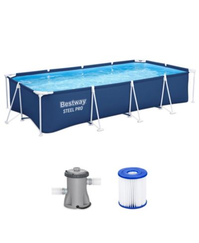 Надувной прямоугольный бассейн Bestway Steel Pro 13 Foot x 32 Inch, Blue