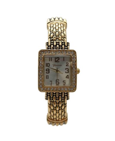Olivia Pratt Elegant Detailed Band Square Face Bangle Women Watch, Gold