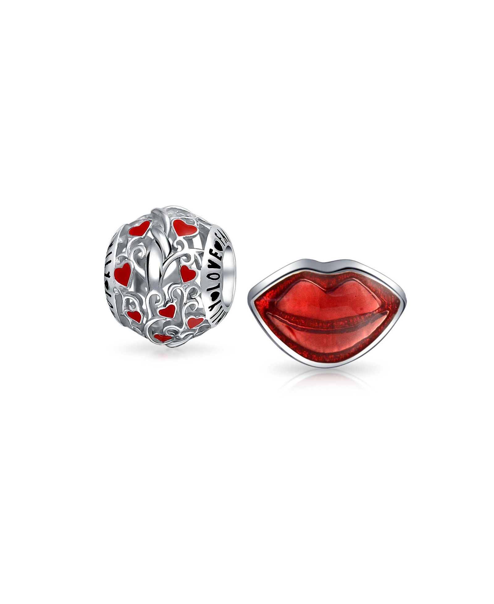 Набор из 2 бусин-подвесок Bling Jewelry с сердечками и филигранью для браслета, серебро 925 пробы