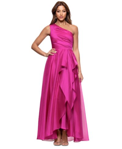 XSCAPE Women's Metallic Draped One-Shoulder Gown