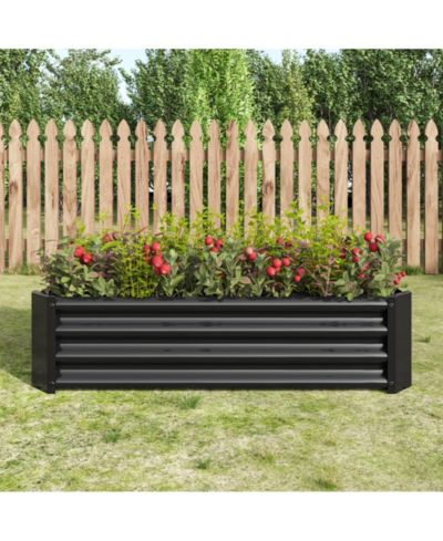 47.24"Metal Raised Garden Bed, Rectangle Raised Planter 4×2×1ft for Flowers Plants, Vegetables Herb Black