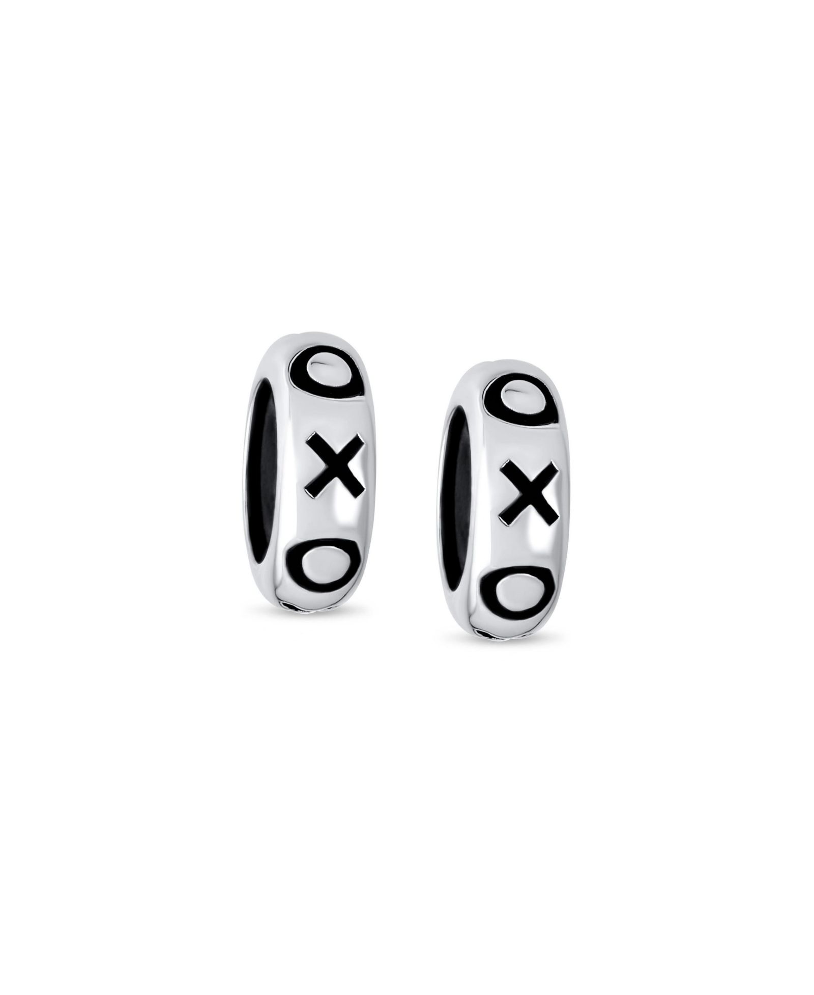 Бусина-подвеска Bling Jewelry Valentine Black XO для браслета, серебро 925 пробы, 2 шт