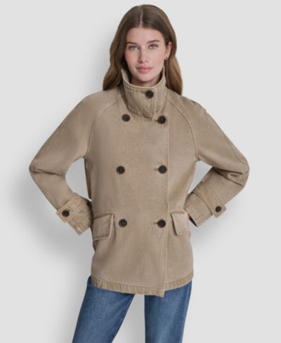 DKNY Женское джинсовое пальто A-Line с двубортной застежкой