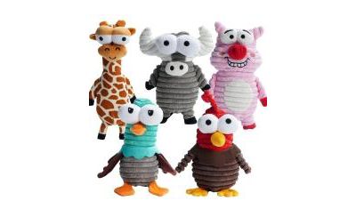Nocciola 5 PCS Entire Barnyard Dog Toys with Squeaky Sounds,Christmas gift,Durable and Stimulating Plush Toys for Small to Large Dogs