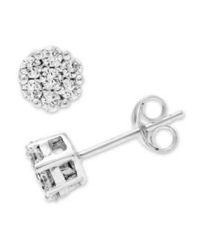 Macy's Diamond Cluster Earrings (1/2 ct. t.w.) in 14k White Gold