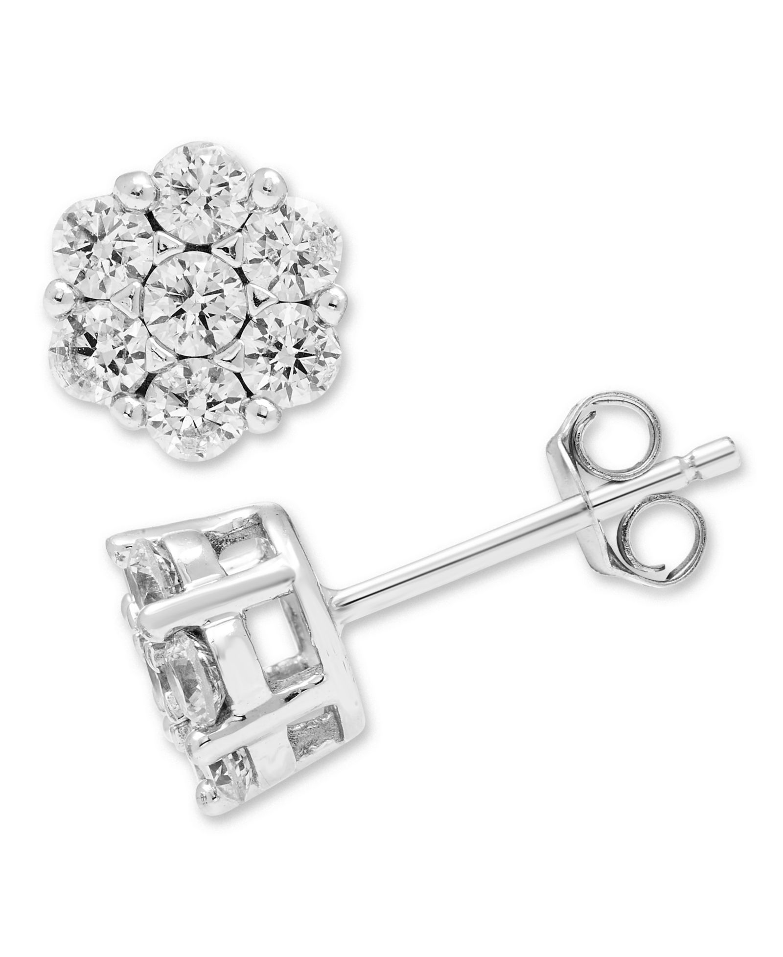 Macy's серьги с бриллиантовым кластером (1 ct. t.w.) в белом золоте 14k