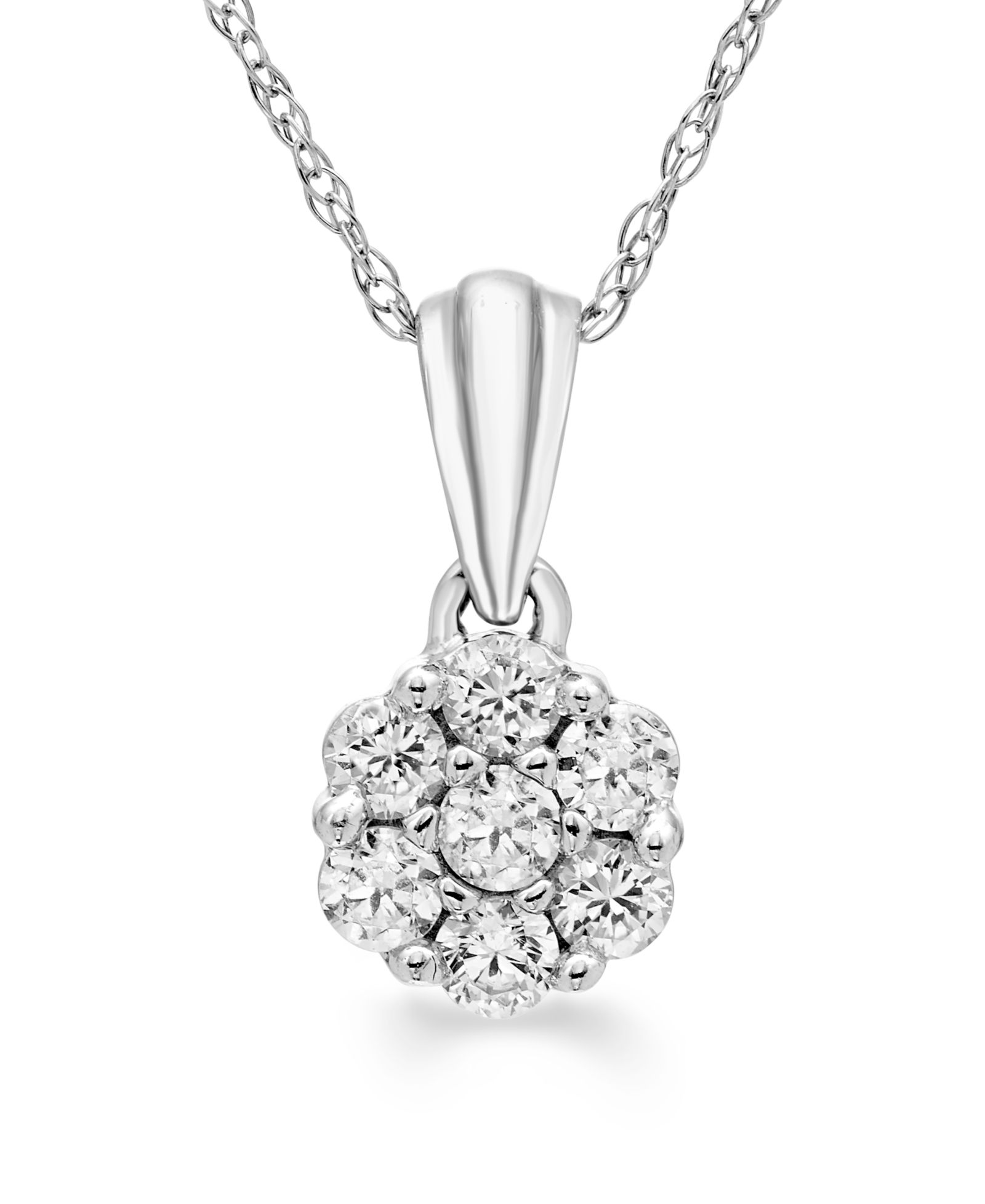 Подвеска ожерелье с бриллиантовым кластером (1/4 ct. t.w.) из белого золота 14k
