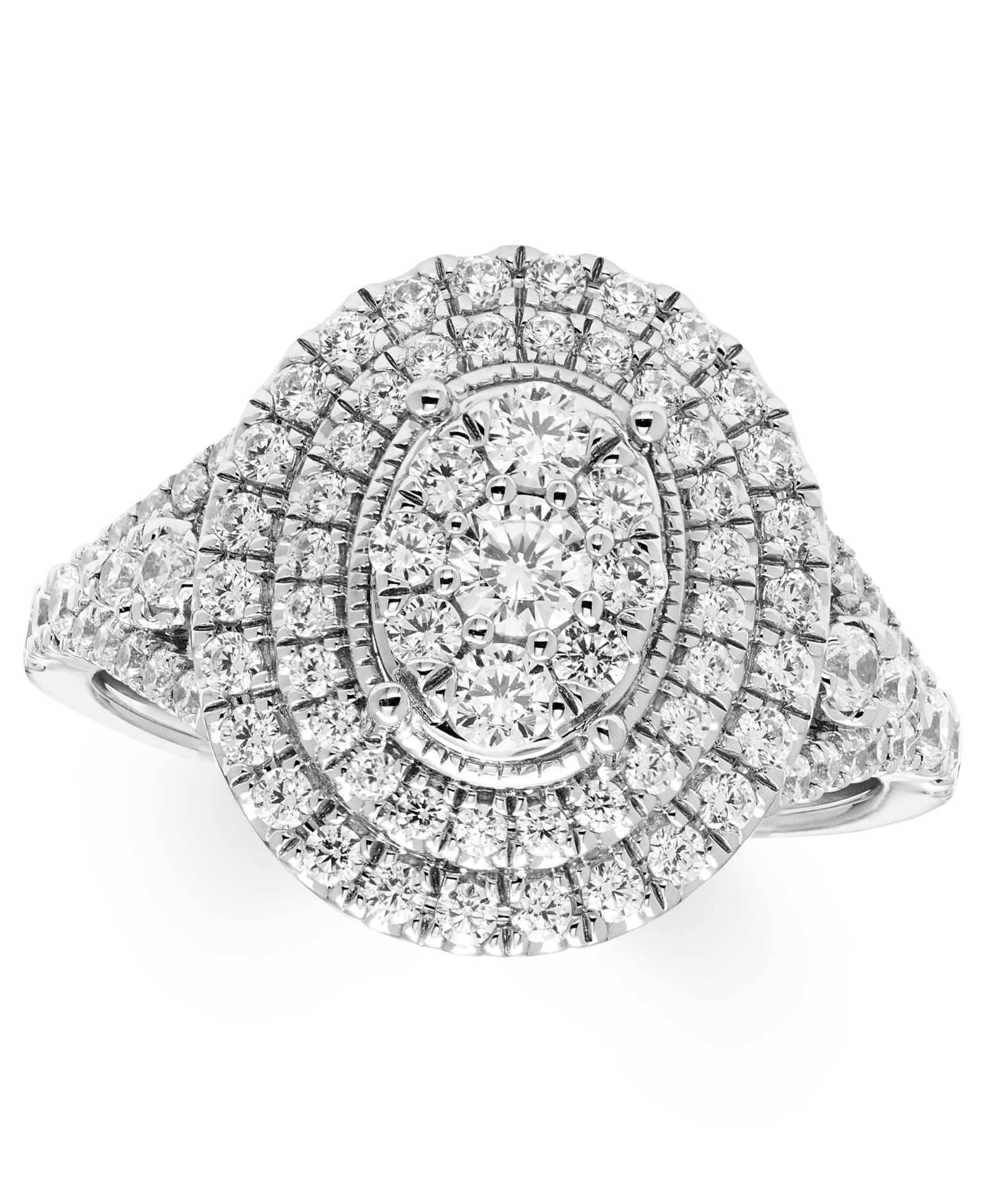 Кольцо с бриллиантовым кластером Macy's Diamond Cluster Halo, 1 ct. t.w., 14k white gold