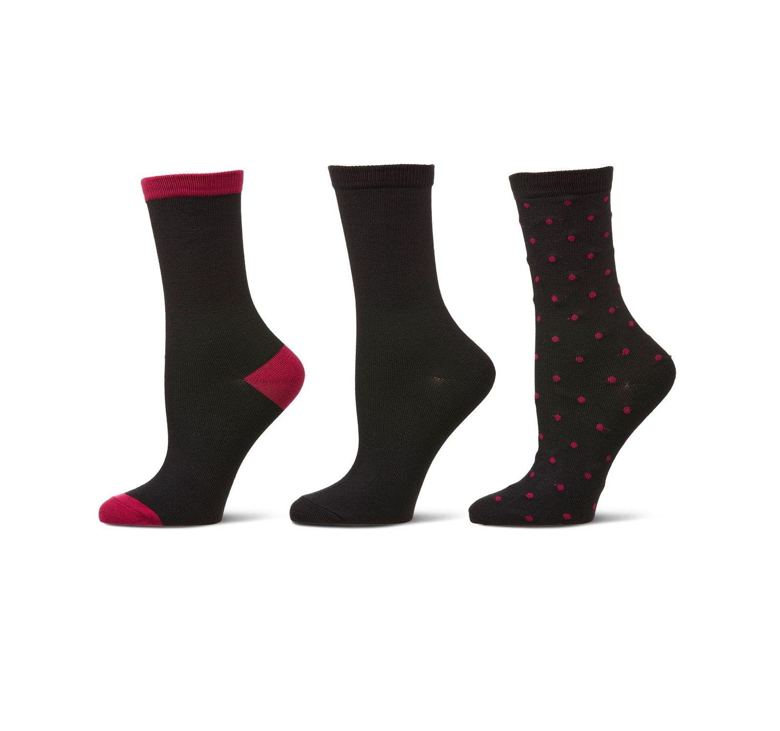 MeMoi женские носки Crew Polka Dot и Solid Colors 3 пары