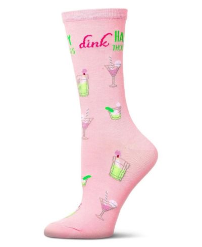 MeMoi Women's Drink Happy Thoughts Rayon From Crew Socks