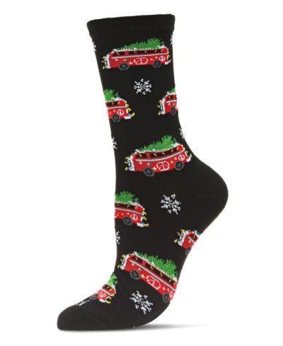MeMoi Women's Holiday Bus Crew Socks