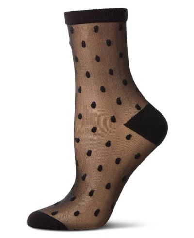 MeMoi Women's Sheer-All-Over Polka Dot Ankle Sock