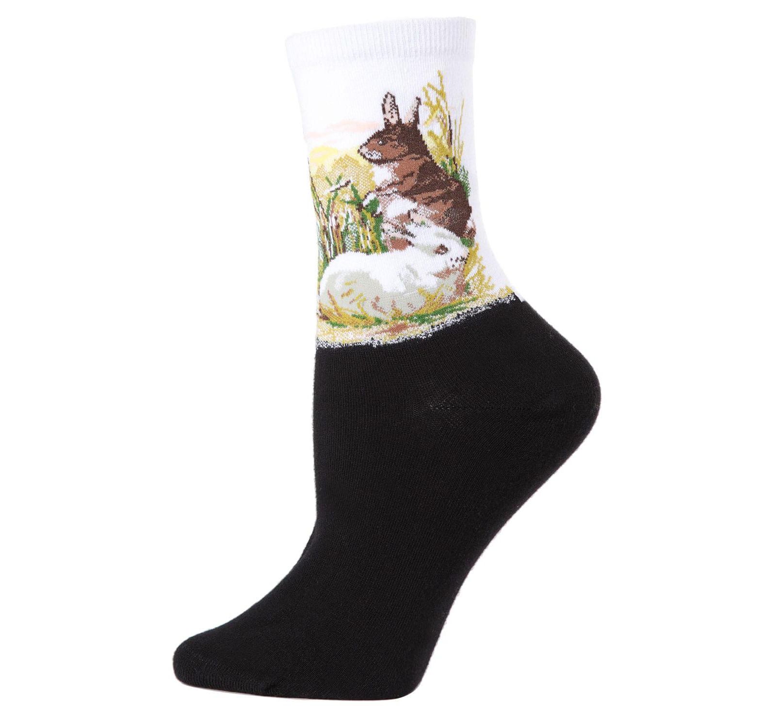 MeMoi Women's Rabbit Limited Edition Art Cotton Blend Crew Sock