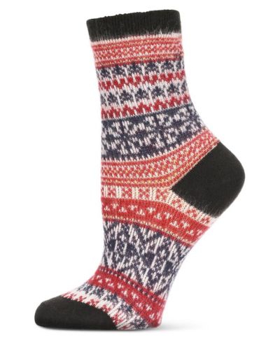 MeMoi Women's Holiday Wonder Fairisle Soft-fit Crew Socks