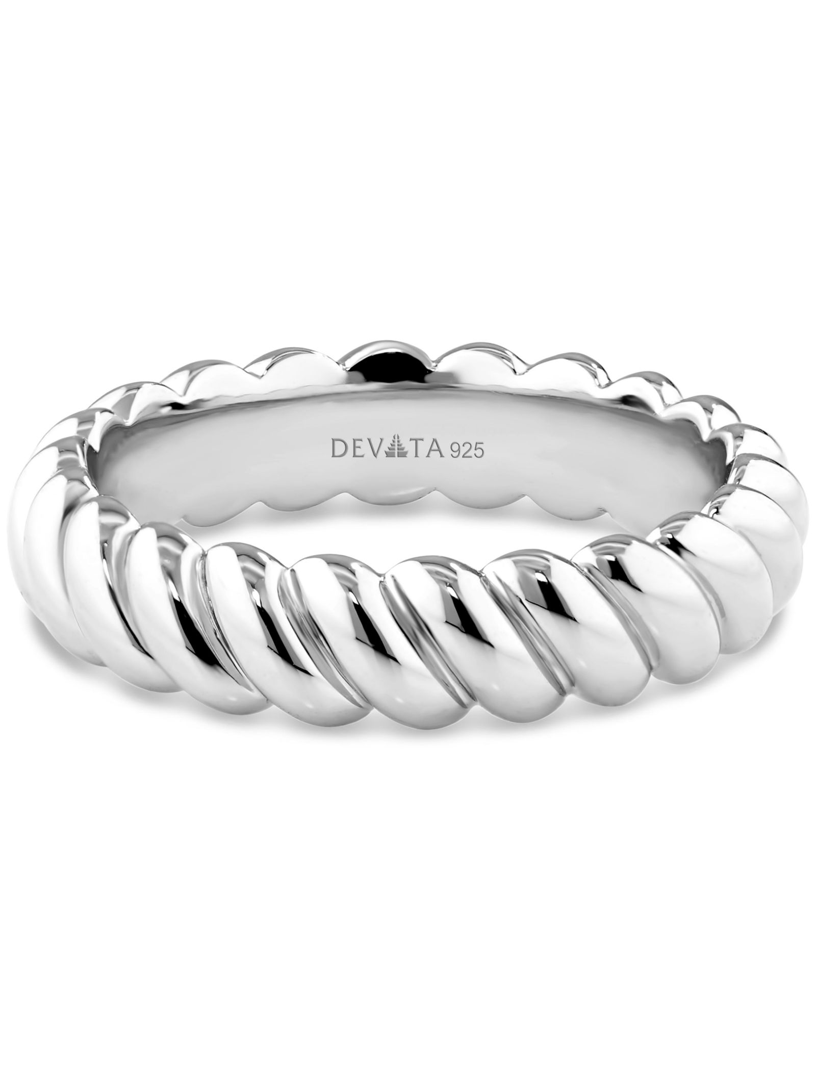 DEVATA Rope Band Ring in Rhodium Plated Sterling Silver