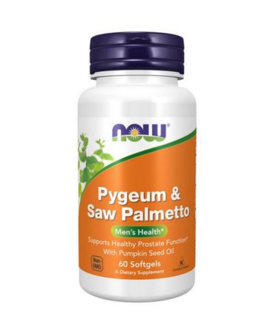 NOW Foods Pygeum & Saw Palmetto Extract, 25 mg/80 mg, 60 Sgels