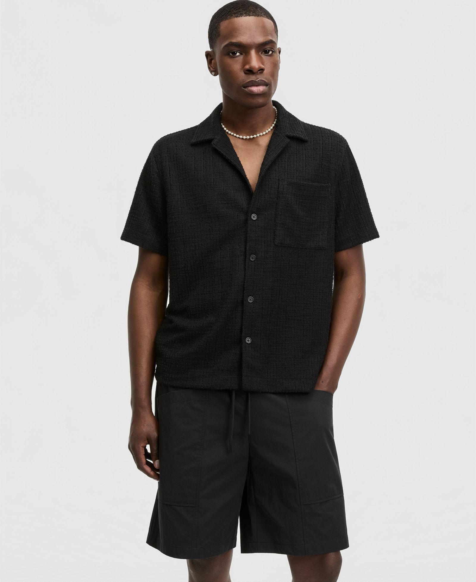 Мужская рубашка Mode of One Relaxed-Fit Boucle Short-Sleeve Camp