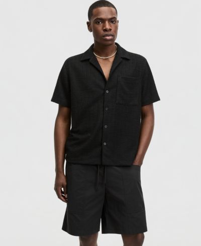 Мужская рубашка Mode of One Relaxed-Fit Boucle Short-Sleeve Camp
