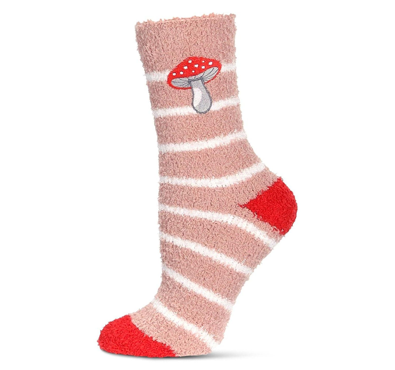 Уютные носки MeMoi Women's Striped Mushroom Embroidery Crew