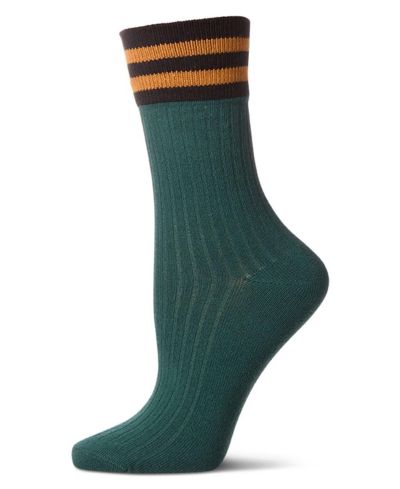 MeMoi Женские носки MeMoi Ribbed Cotton Rich Striped Cuff Crew