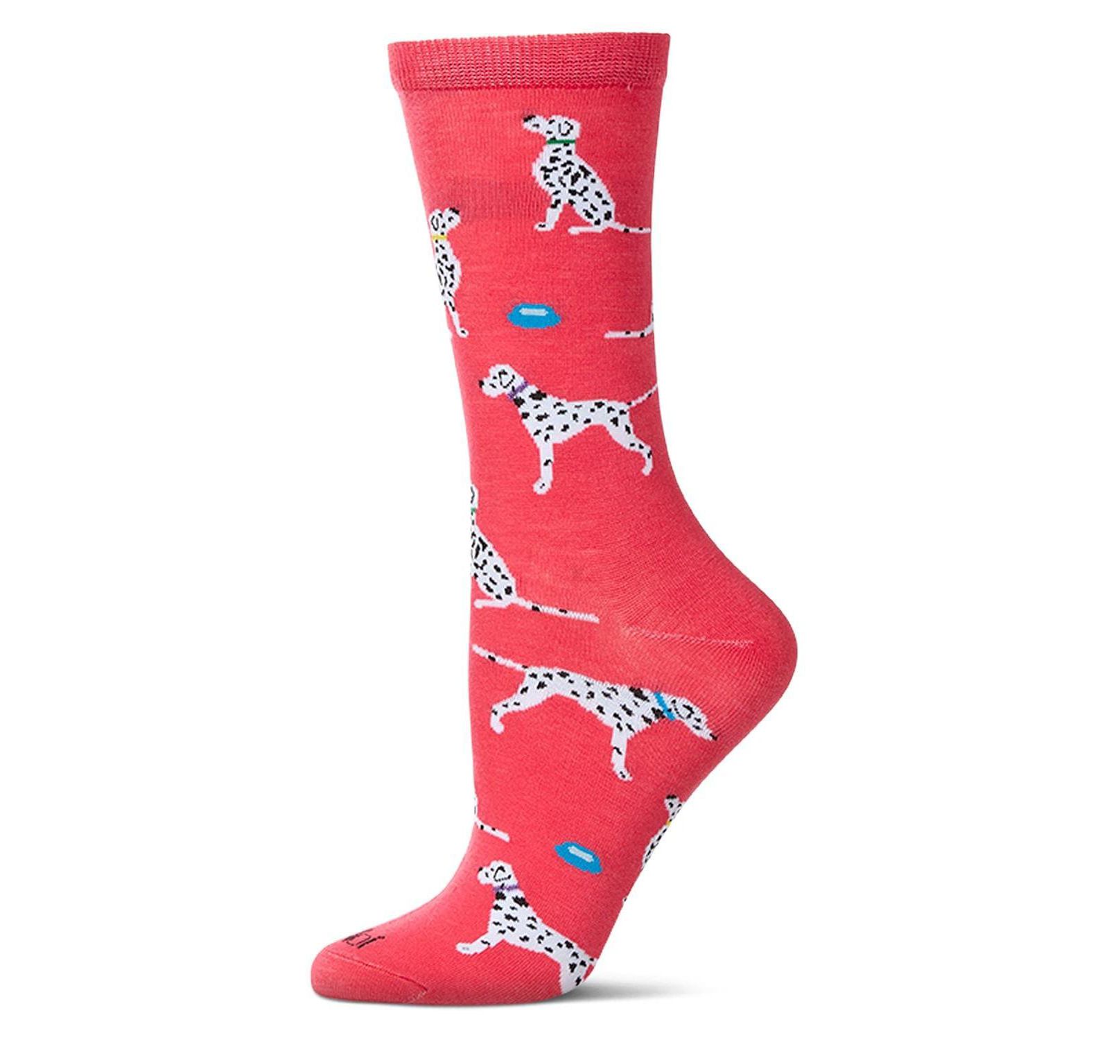 MeMoi Women's Dalmatian Themed Rayon Blend Novelty Crew Sock