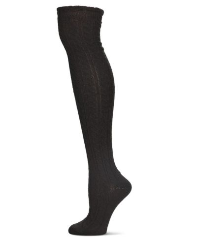 MeMoi Women's Twister Cable Knit Over The Knee Warm Knit Sock