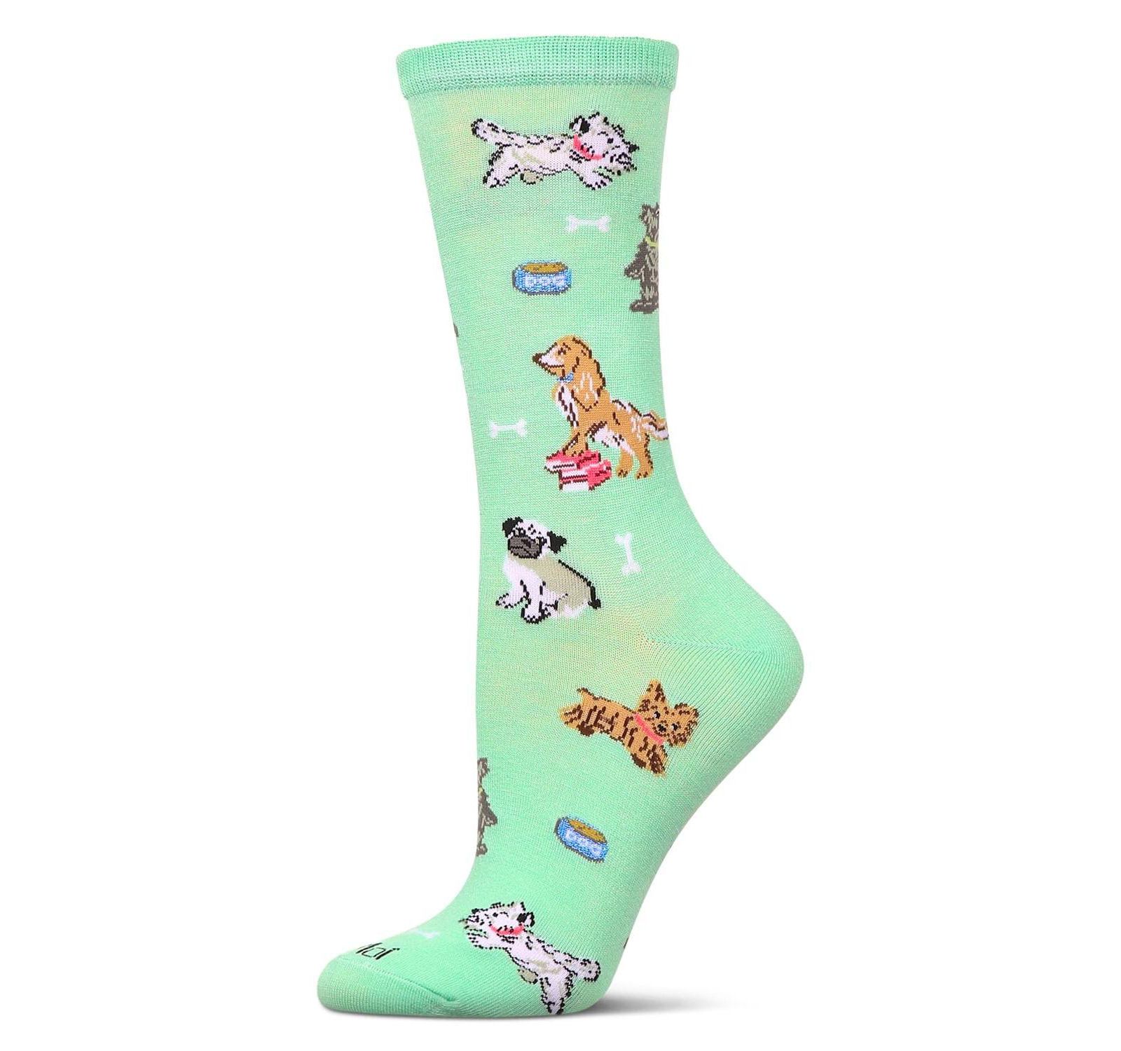 MeMoi Women's Dogs Rayon From Crew Socks