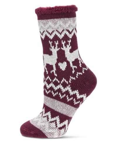 MeMoi Women's Reindeer Flake Cozy Warm Thermal Crew Socks