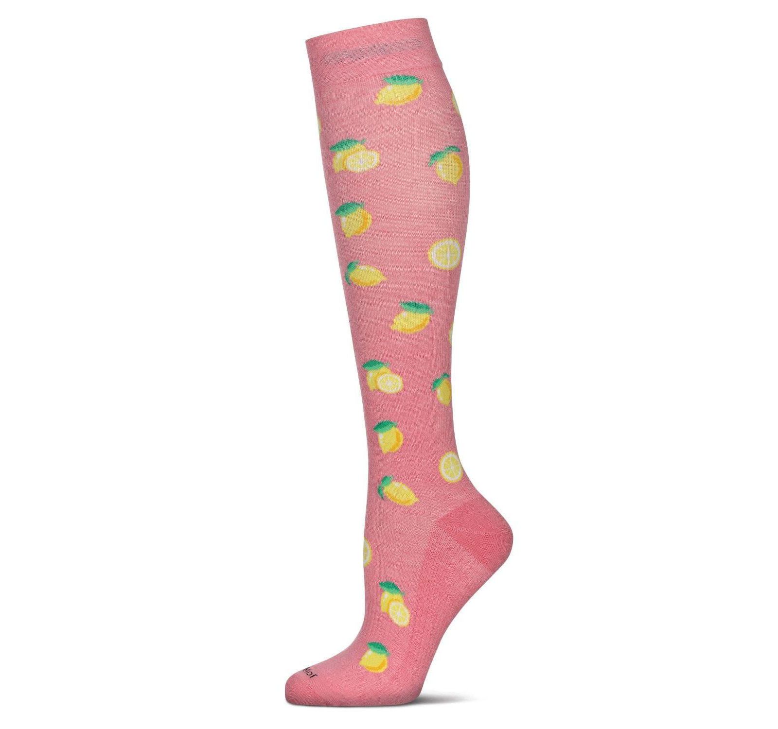 MeMoi Women's Lemons 8-15MMHG Graduated Compression Socks