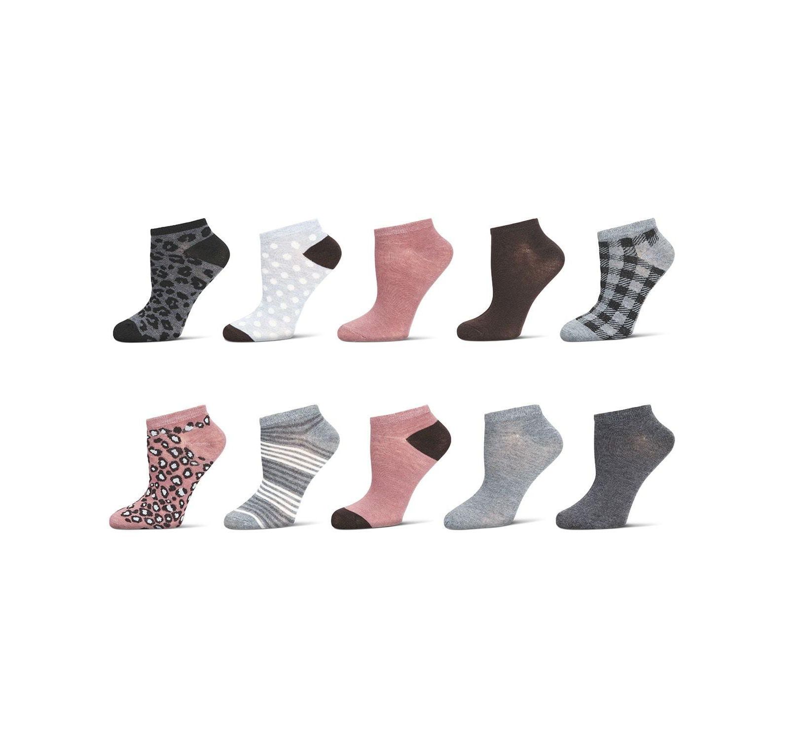 MeMoi Women's 10 Pair Pack Leopard Low Cut Socks