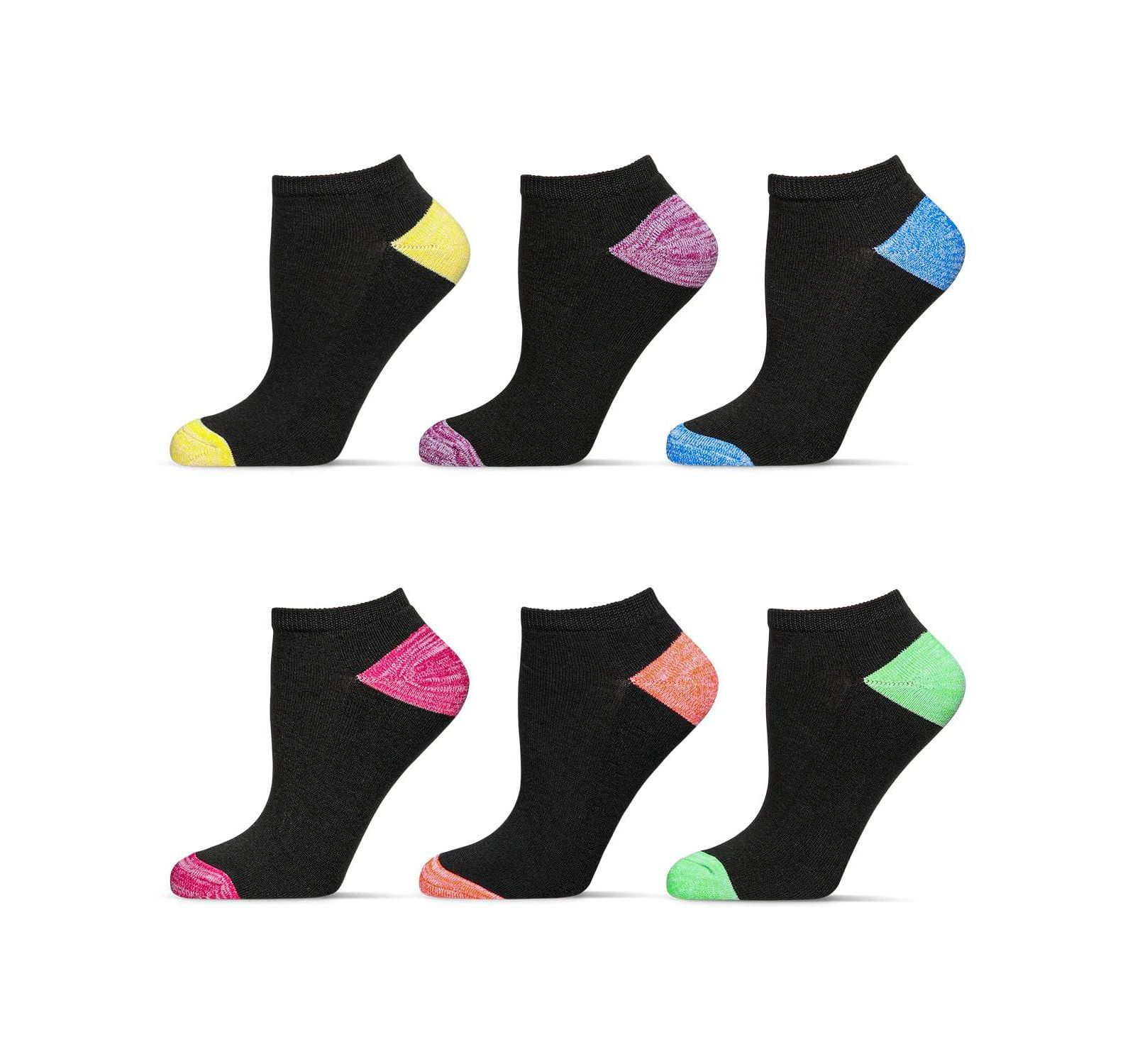 MeMoi Women's 6 Pair Pack Spacedye Heel and Toe Half Cushioned Low Cut Socks