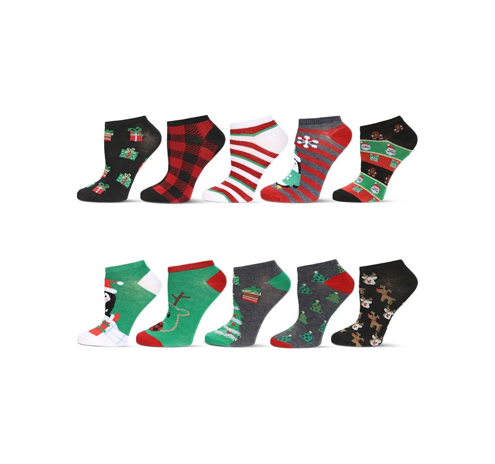 MeMoi Women's 10 Pair Pack Holiday Low Cut Socks