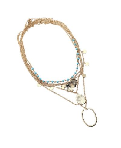 SOHI Gold Textured Multi-Layer Necklace