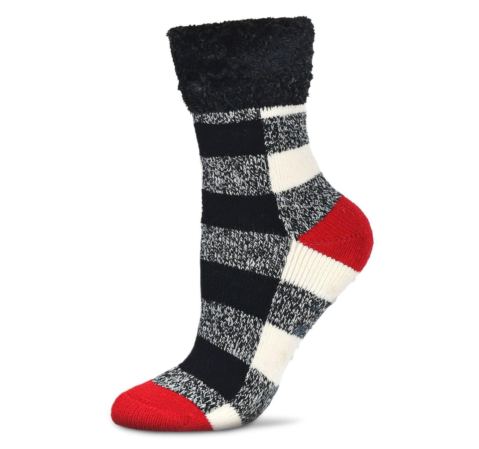 MeMoiWomen's Buffalo Check Plush Cabin Socks