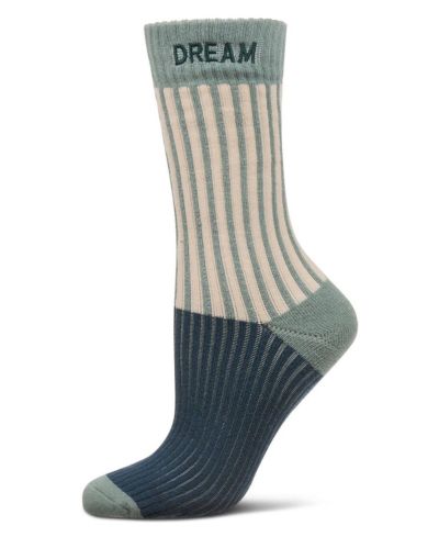 MeMoi Women's Inspirations Embroidered Cuff Crew Socks
