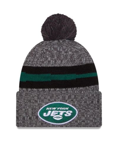New Era Men's Gray New York Jets 2023 Sideline Sport Cuffed Pom Knit Hat