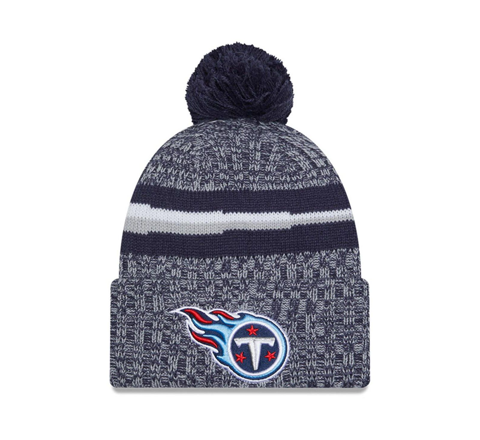 New Era Вязаная шапка с помпоном Tennessee Titans 2023 Sideline для мальчиков и девочек, темно-синяя