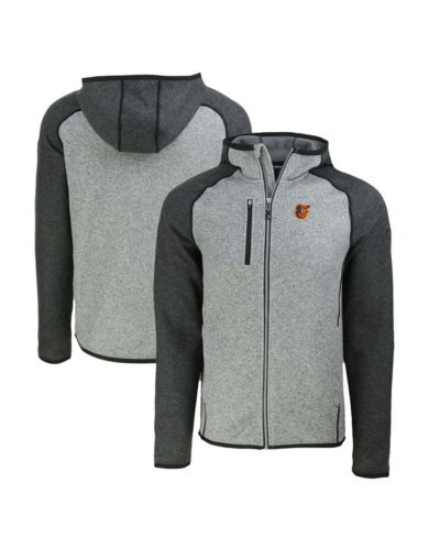 Cutter & Buck Men's Heather Charcoal/Heather Gray Baltimore Orioles Mainsail Full-Zip Hooded Jacket