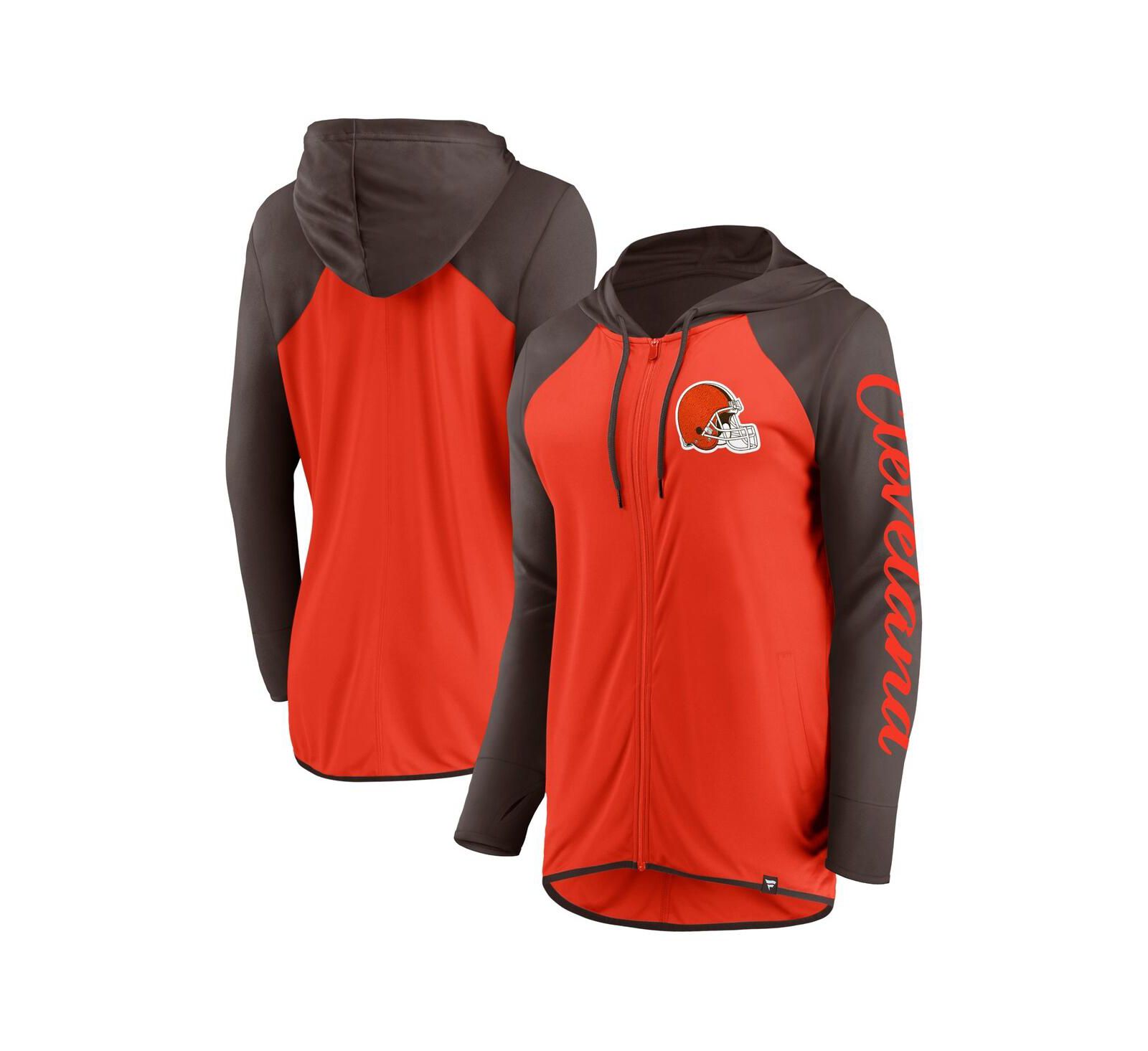 Женское худи Fanatics Orange/Brown Cleveland Browns Script Full-Zip