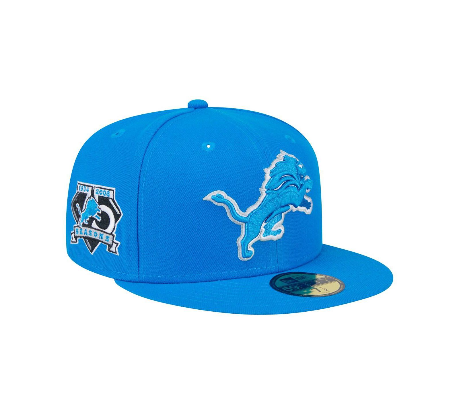 Кепка New Era Men's Blue Detroit Lions Main Side Patch 59FIFTY Fitted Hat