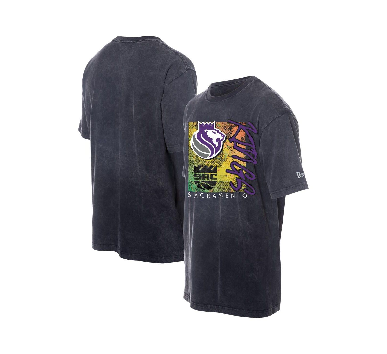 Мужская футболка New Era Black Sacramento Kings Distressed Sport Classics Enzyme Washed