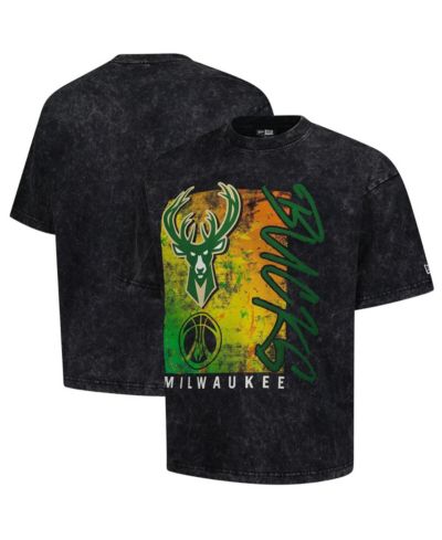 Мужская футболка New Era Milwaukee Bucks Sport Classics, черный цвет, с эффектом варки