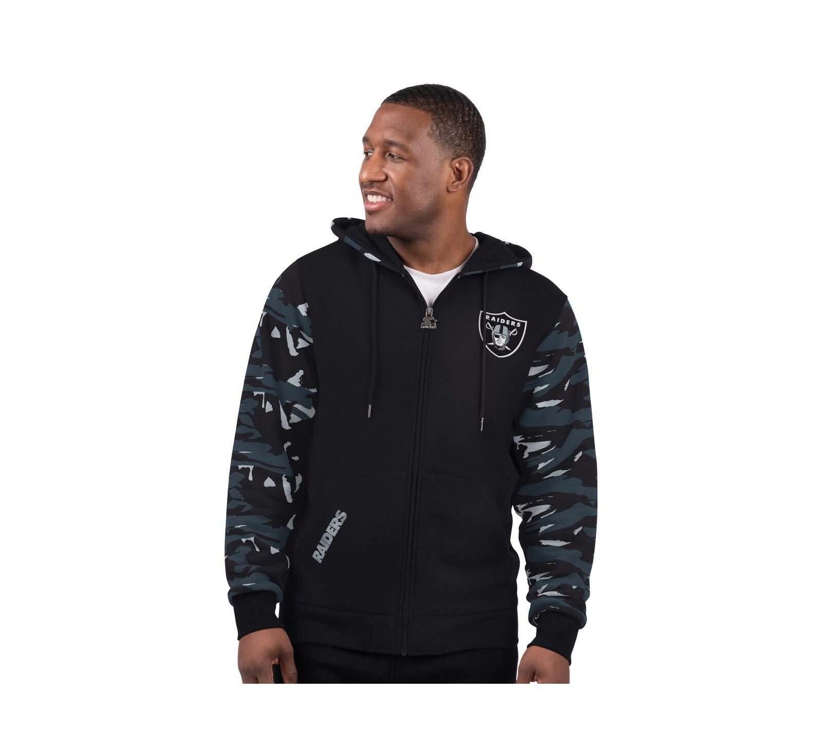 Мужское черное худи Starter Las Vegas Raiders Thursday Night Gridiron Full-Zip