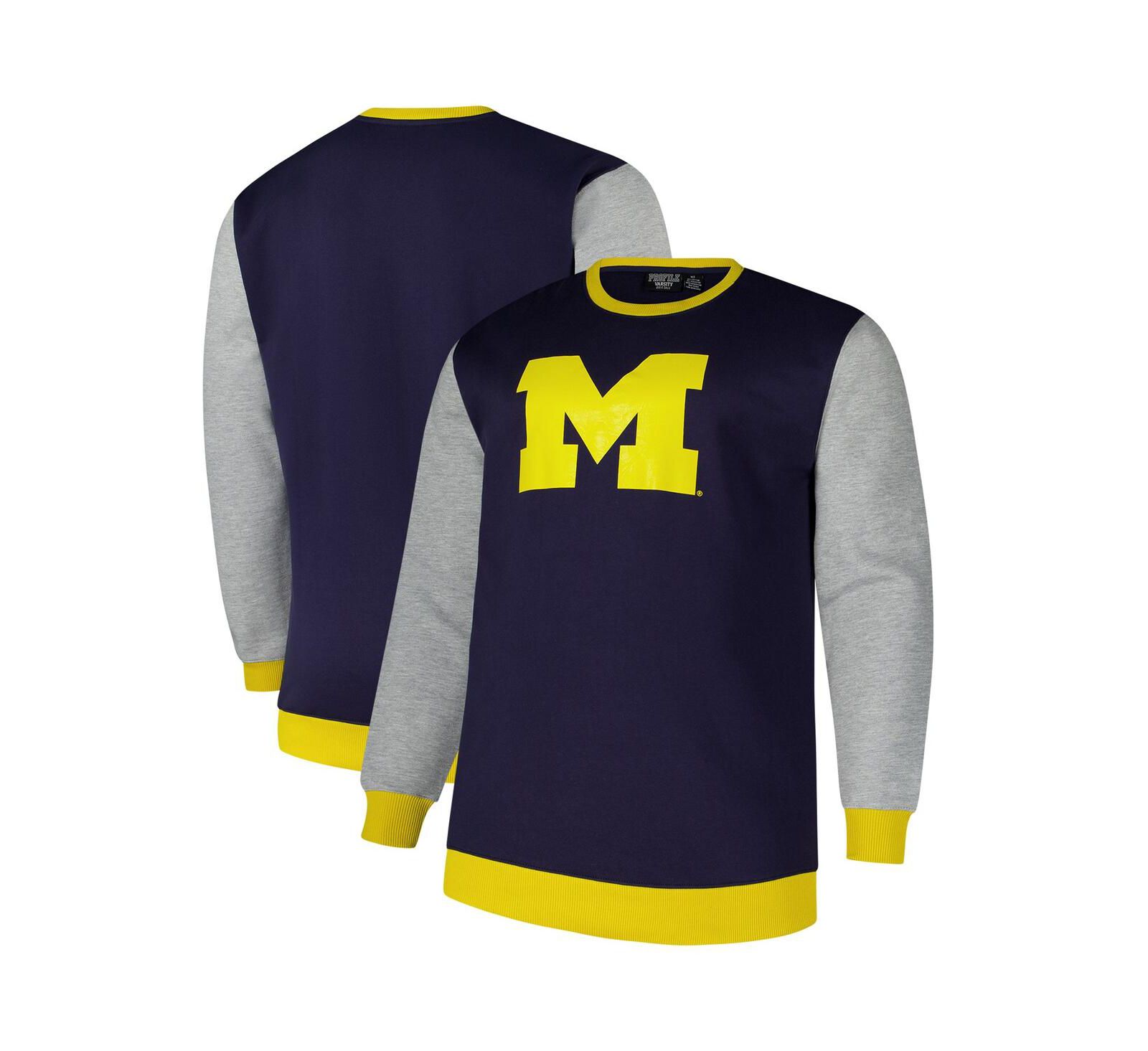 Мужское свитшот-пуловер Fanatics Michigan Wolverines Contrast Sleeve Big & Tall