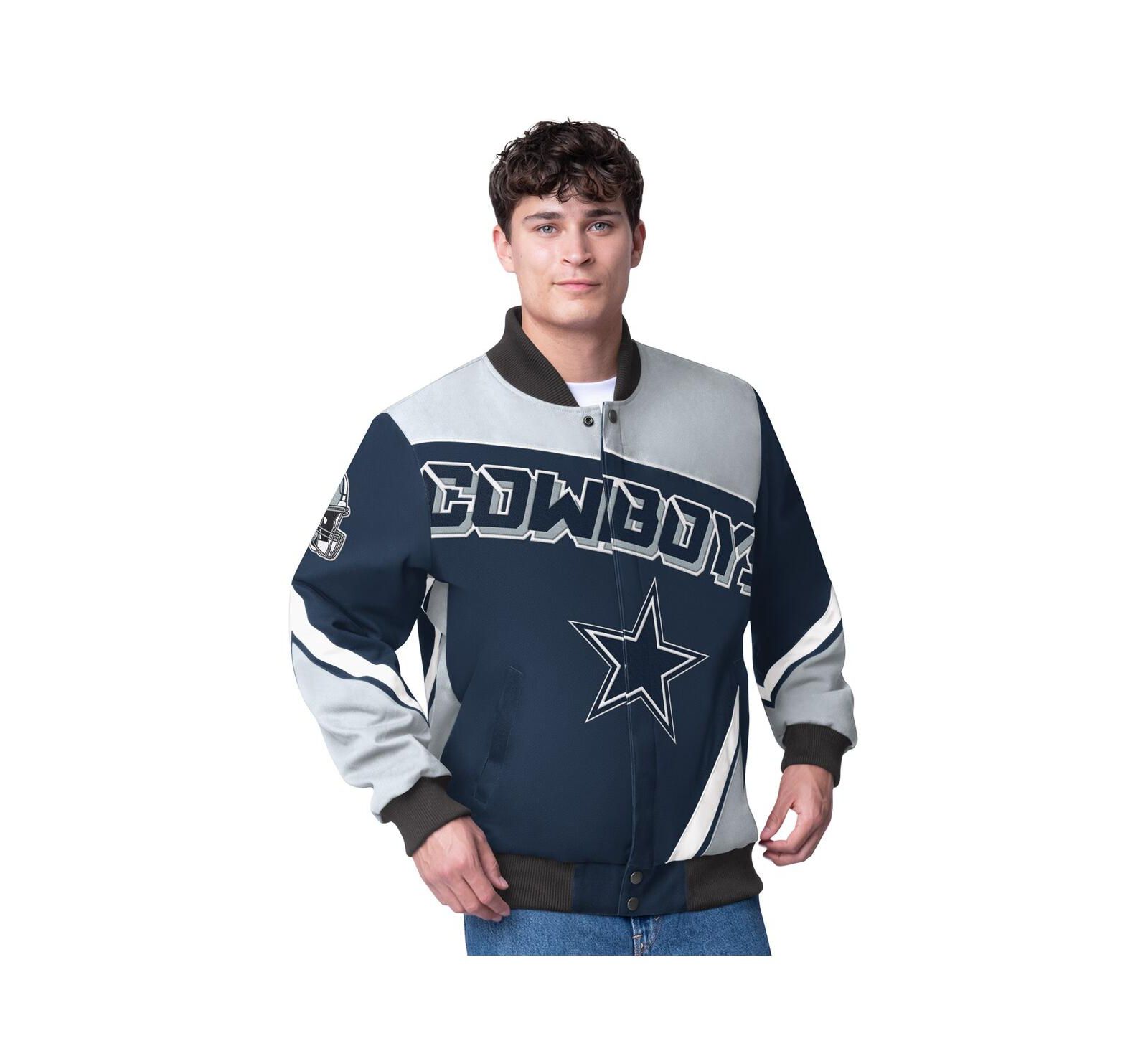 G-III Sports by Carl Banks Men's Navy/Gray Dallas Cowboys Maximum Racing Full-Snap Jacket